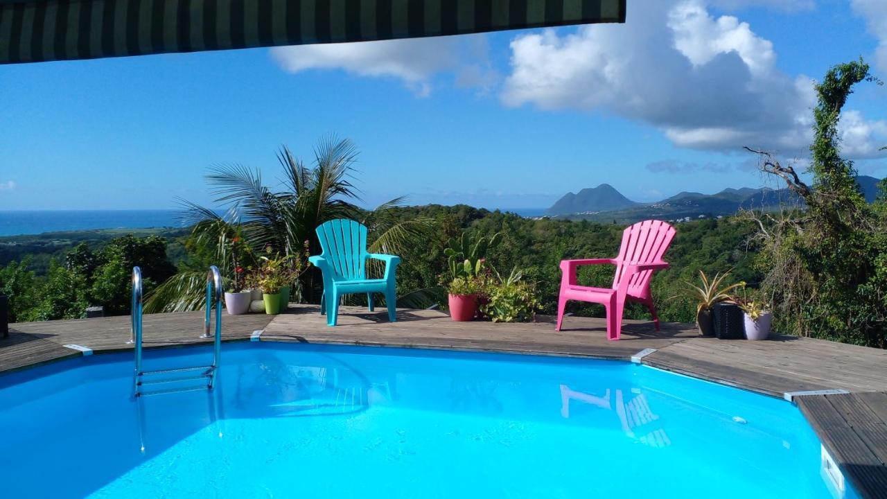 Chambre Chez L'Habitant Avec Piscine Privative Et Vue Panoramique Sur La Mer Des Caraibes Desmarinieres Bagian luar foto